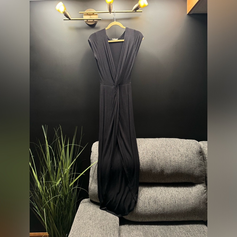 Black twist high-low dress
